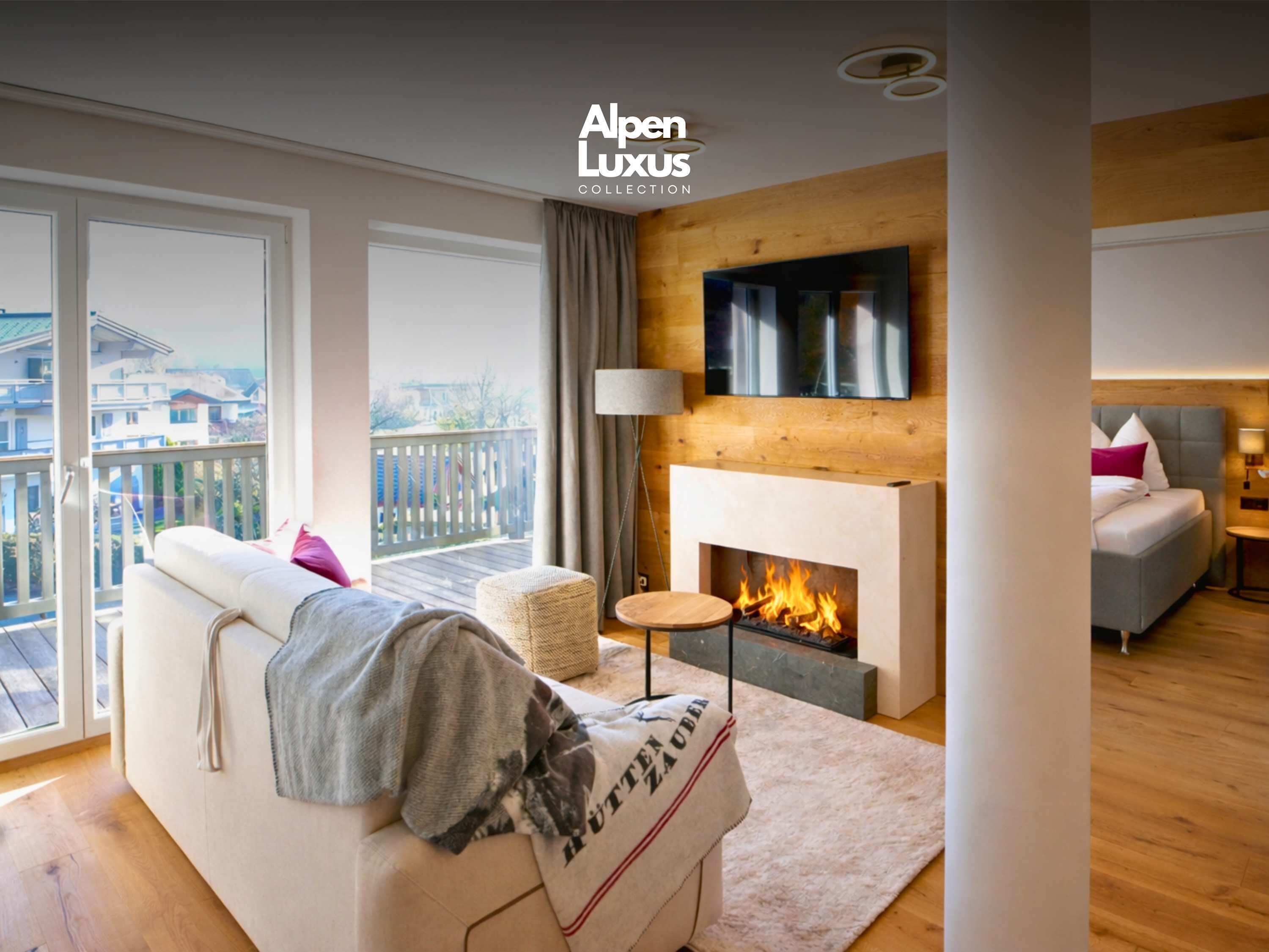 Una televisión, una chimenea, una oficina
