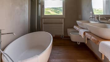 Combined shower/tub, free toiletries, hair dryer, towels