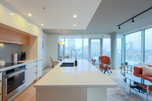 Fridge, microwave, oven, stovetop - West Coast City Living (Victoria)