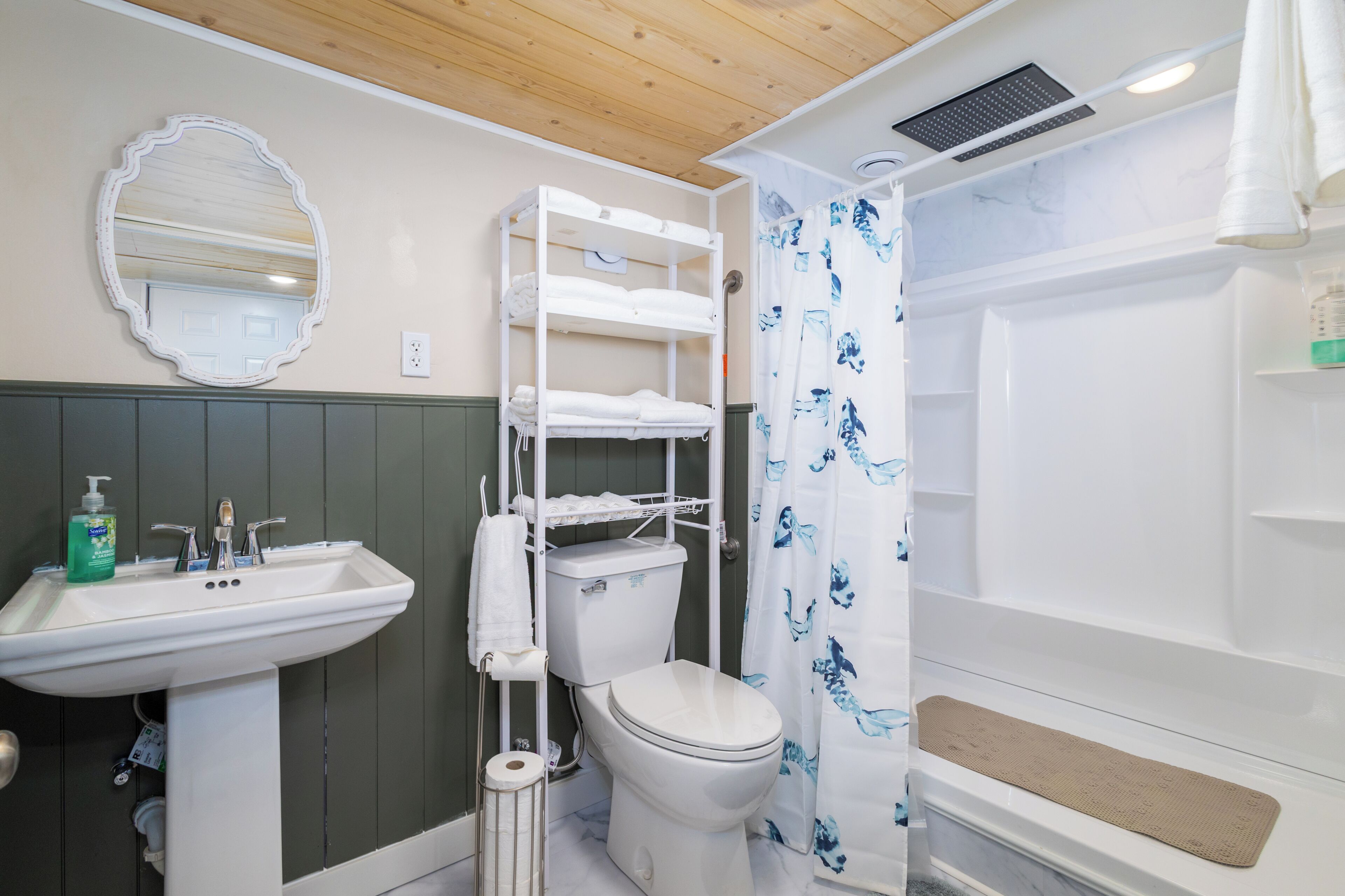 Shower, eco-friendly toiletries, hair dryer, towels