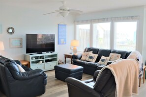 Living area - Tarheel West | Second-Row Beach Duplex | Decks, Patio & Grill | Sleeps Large Gro (Emerald Isle)