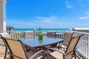 Outdoor dining - Spacious 6BR OF Home, Elevator & Pool-Discounted for week of June 6 (Emerald Isle)