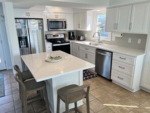 Fridge, microwave, oven, stovetop - Oceanfront 4BR Beach Cottage with Private Beach Access (Emerald Isle)