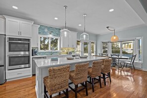 Fridge, microwave, oven, stovetop - Family Retreat with Hot Tub & Game Room and Short Walk to Beach (Emerald Isle)