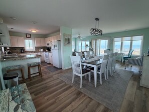 Fridge, microwave, oven, stovetop - Ocean Front Beach Home 4BR – Views, Decks & Beach Access (Emerald Isle)