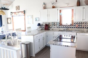 Fridge, microwave, oven, stovetop - 3rd‑Row Family Beach Home with Views & Easy Access (Emerald Isle)