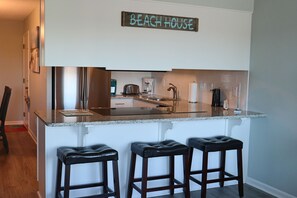 Fridge, microwave, oven, stovetop - 3BR Condo with Deck, Pool & Easy Beach Access (Emerald Isle)