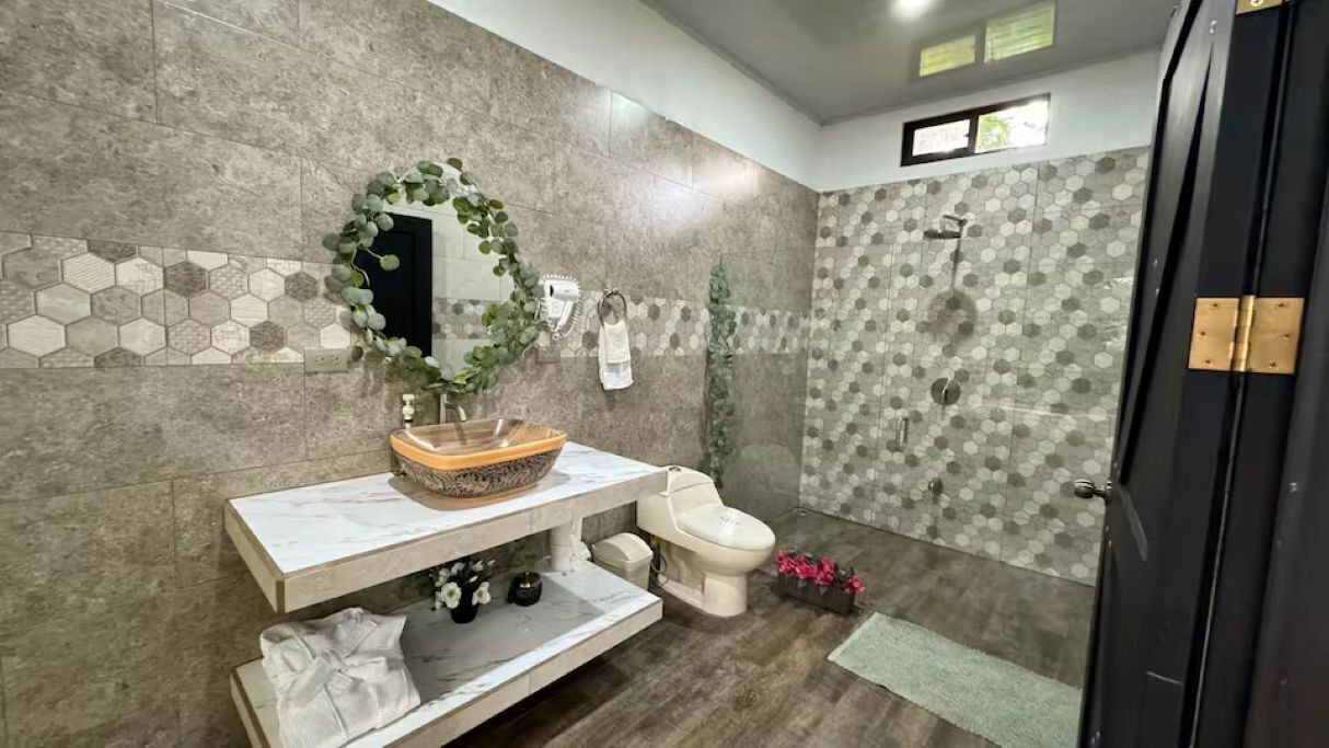 Hair dryer, soap, toilet paper