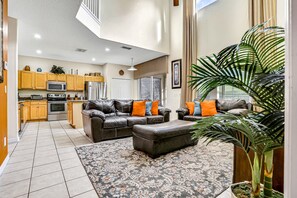 House, Multiple Beds, Pool Access, Pool View (Emerald Island Resort) | Interior - Charming Home With Pool, Pool Spa, Lanai, Central AC, & Washer/dryer (Kissimmee)