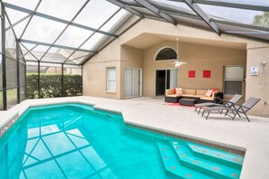 Outdoor pool - Stylish Retreat With a Private, Heated Pool, Central AC, & Garage Game Room (Kissimmee)