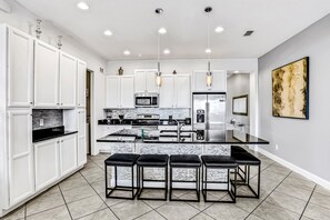 House, Multiple Beds, Pool Access, Pool View (World's Dream - The Enclaves Festival) | Private kitchen - Dog-friendly Townhome With Private Pool, Screened Lanai, Fast Wifi, W/d, AC (Davenport)