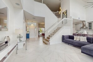 House, Multiple Beds, Pool Access (The Play and Stay House) | Living area - Beautiful Home With Private Pool, Game Room and Basketball Court (Kissimmee)