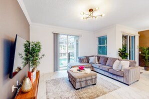 House, Multiple Beds, Pool Access, Pool View (Perfect Memories in Davenport) | Living area - Beautiful Sun-inspired Home in Champions Gate Community With Resort Amenities (Davenport)