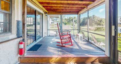 Lakefront Home With Water Views, Foosball, Screened Porch, & Private W/D