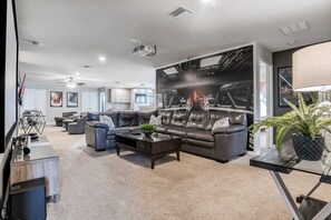 House, Multiple Beds, Pool Access, Pool View (Windsor Mansion - Windsor at Westside) | Living area - Fun, Dog-friendly Home With Private Pool, High-speed Wifi, W/d, & Game Rooms (Kissimmee)