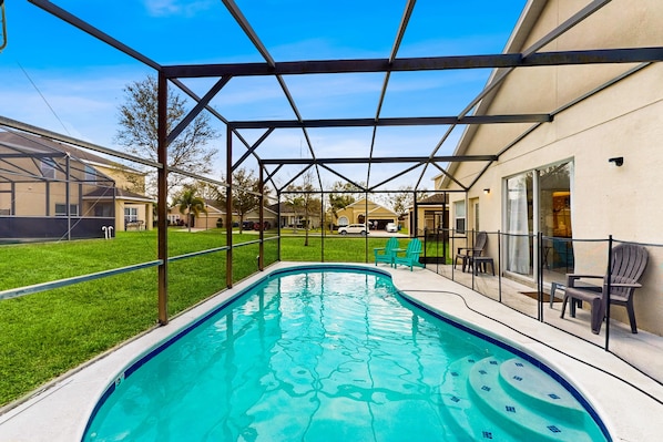 Outdoor pool - Home in Gated Community W/private Heated Pool, air Hockey, Tennis, Clubhouse (Davenport)