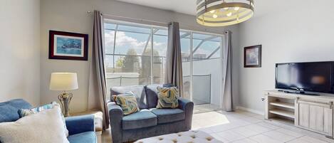 Ferienhaus, Mehrere Betten, Poolzugang, Poolblick (The Cozy Cove) | Wohnbereich