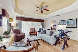 Condo, Multiple Beds, Pool Access, Pool View (Cabana Villa - The Villas at Reunion) | Living area - Ground Floor Condo at Luxury Resort With Pools & hot Tubs, Close to Disney (Kissimmee)
