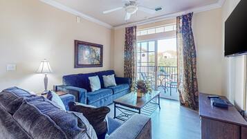 Condo, Multiple Beds, Pool Access, Pool View (On Tuscana Time) | Living area