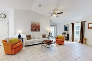 House, Multiple Beds, Pool Access, Pool View (Sundown Oasis) | Living area - Dog-friendly, Private Pool , Central AC, Full Kitchen, Wifi, Snow-bird Friendly (Davenport)