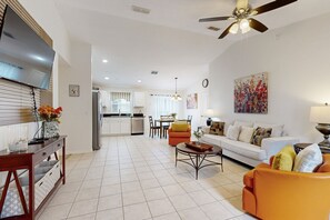 House, Multiple Beds, Pool Access, Pool View (Sundown Oasis) | Living area - Dog-friendly, Private Pool , Central AC, Full Kitchen, Wifi, Snow-bird Friendly (Davenport)