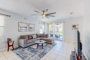 House, Multiple Beds, Pool Access, Pool View (Retreat with a Bang) | Living area - Dog-friendly Home in a Quiet Area Near Disney With Private Heated Pool, Pool spa (Davenport)