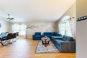 House, Multiple Beds, Pool Access, Pool View (The Magical Manor) | Living area - Private Pool Home With Spa, Screened Patio, Central AC, & Washer/dryer (Davenport)