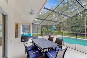 House, Multiple Beds, Pool Access, Pool View (Mickey's Villa - Cumbrian Lakes) | Outdoor dining - Gated Home w/ Private Pool, Furnished Patio, Close to Disney - Snowbirds Welcome (Kissimmee)