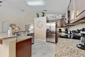 House, Multiple Beds, Pool Access, Pool View (Mickey's Villa - Cumbrian Lakes) | Private kitchen - Gated Home w/ Private Pool, Furnished Patio, Close to Disney - Snowbirds Welcome (Kissimmee)