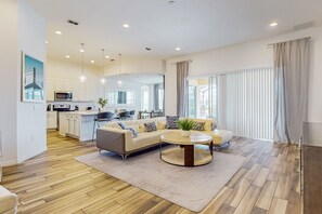 House, Multiple Beds, Pool Access, Pool View (Lakeside Living) | Living area - Spacious, Lakefront Home With a Lanai, Private Pool, Spa, & Washer/dryer (Davenport)
