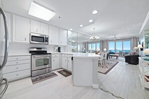 Fridge, microwave, oven, stovetop - The Enclave 503 | Beachfront | Zero Entry Pool | Tennis Courts | My Beach Getaways (Orange Beach)