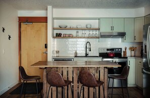 Fridge, microwave, oven, stovetop - Black Timber- 2 Bedroom Condo (Canmore)