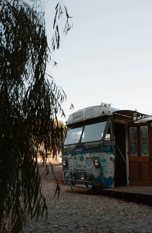 Property grounds - R&R Bus Retreat: Charles the white Bus (Wellington Mill)