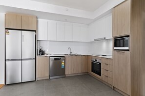Fridge, microwave, oven, stovetop - Newly Built 3 Bed Apartment with Onsite Parking (Cannington)