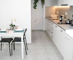 Fridge, coffee/tea maker, electric kettle, toaster - Kalimera Beach Apartment 2 – Town Experience : (Rethymno)