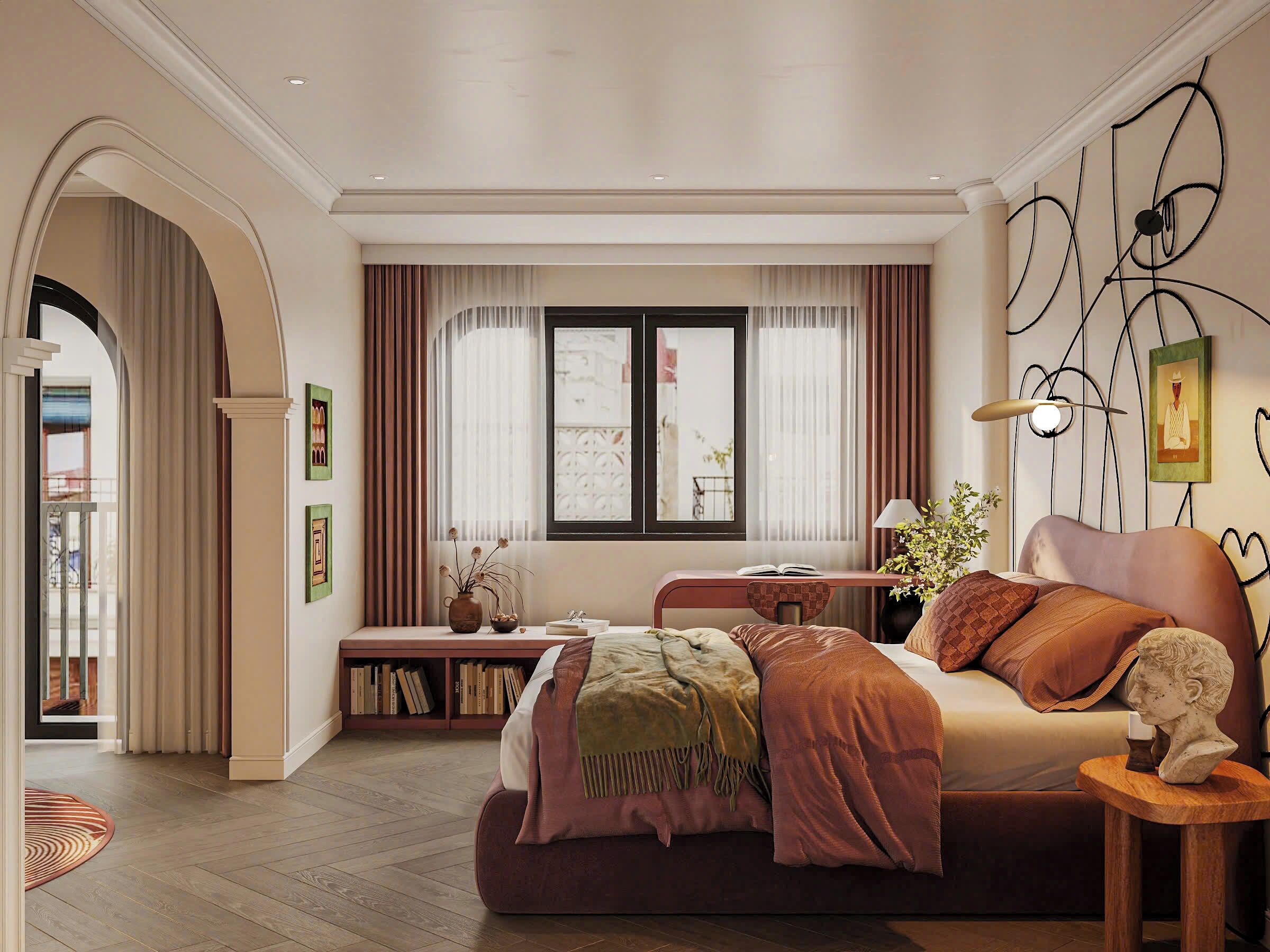 Studio phong cách cổ điển, quang cảnh sân vườn