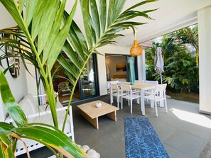 Outdoor dining - Choisy Les Bains D2 - One Bedroom Apartment, Sleeps 4 (Grand Baie)