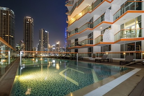 Pool - 2BR Premium Canal & Burj Khalifa View (Dubai)