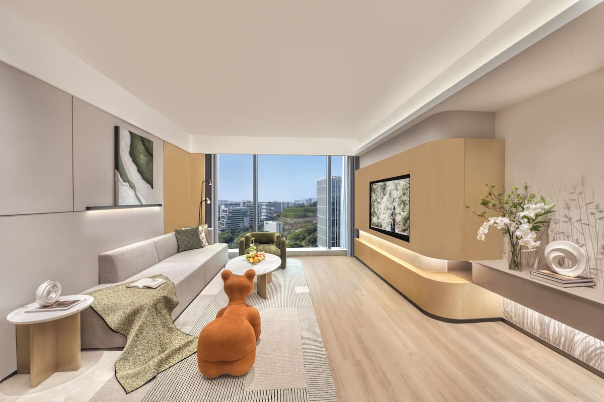 Apartamento luxo, 1 quarto | Área de estar