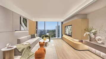 Apartamento luxo, 1 quarto | Área de estar