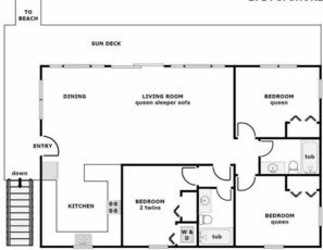 Floor plan - Tahiti Too Oceanfront a spacious 3-bedroom getaway! (Surf City)