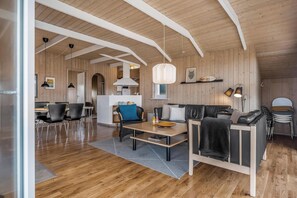 TV - Lovely holiday home with covered and enclosed terrace, close to the sea. (Thisted)