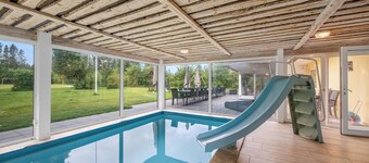 24 person pool house with activity room and 8 bedrooms.