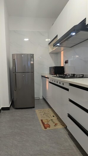 Kühlschrank, Mikrowelle, Ofen, Herdplatte