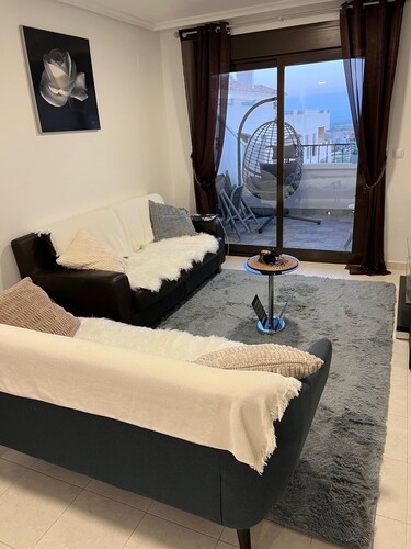 Comfortable apartment with balcony and huge pool