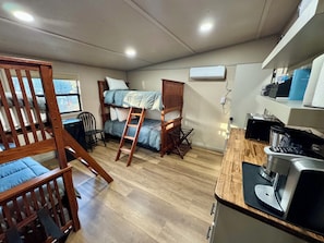 Desk, free WiFi, bed sheets