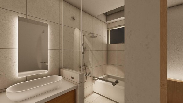 Superior Triple Room, Multiple Beds, Microwave, Mountain View | Bathroom | Separate tub and shower, hair dryer, slippers, towels - Semilla NAGO OKINAWA (Nago)
