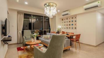 Apartment, 3 Schlafzimmer, eingeschrÀnkter Meerblick | Wohnbereich