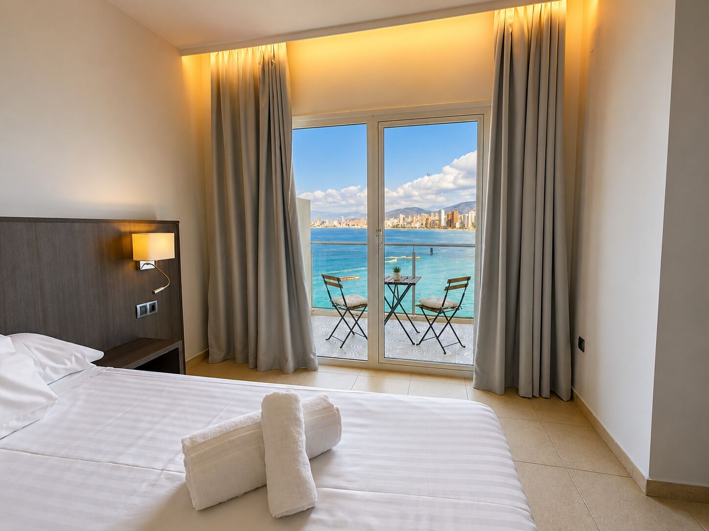Room with a terrace and sea views | Premium bedding, desk, laptop workspace, blackout drapes