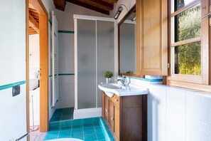 Shower, bidet - GuestHost - Charming apartment located inside an old renovated barn in an agricultural estate on the Tuscan hills, surrounded by nature and with a breathtaking view of the surrounding countryside. The property, equipped with private outdoor parking, outd (Palaia)